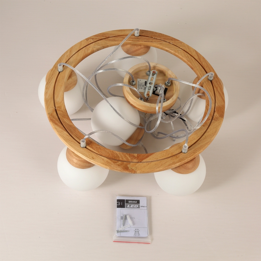 Brilagi - Suspension sur câble VISBY WOOD 6xE27/60W/230V Ø 58 cm en bois
