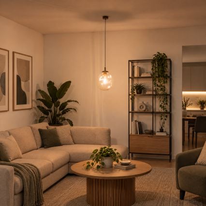 BRILAGI - Suspension sur câble VULCANO 1xE27/15W/230V Ø 25 cm beige/beige fumé