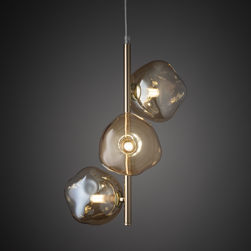 Brilagi - Suspension sur câble VULCANO 3xG9/8W/230V doré/beige fumé