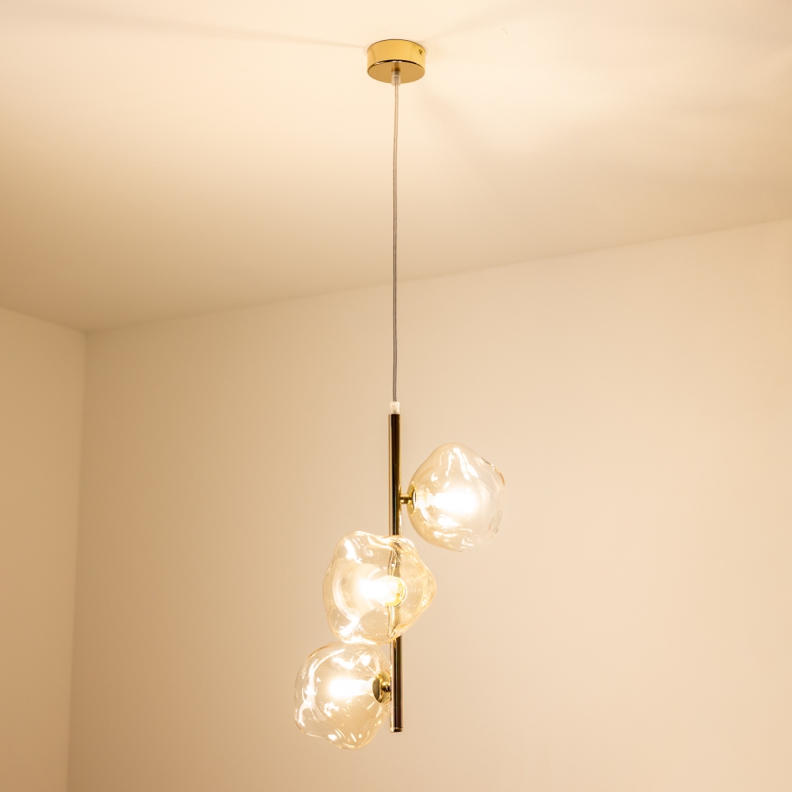 BRILAGI - Suspension sur câble VULCANO 3xG9/8W/230V doré/beige fumé