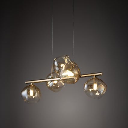 Brilagi - Suspension sur câble VULCANO 5xG9/8W/230V doré/beige fumé