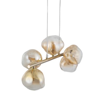Brilagi - Suspension sur câble VULCANO 5xG9/8W/230V doré/beige fumé
