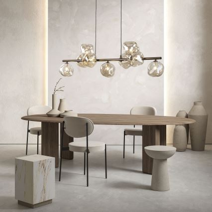 Brilagi - Suspension sur câble VULCANO 9xG9/8W/230V brun / beige fumé