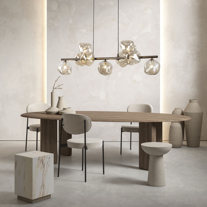 Brilagi - Suspension sur câble VULCANO 9xG9/8W/230V brun / beige fumé