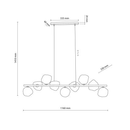 Brilagi - Suspension sur câble VULCANO 9xG9/8W/230V brun / beige fumé