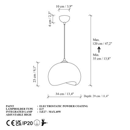 Brilagi - Suspension sur câble WABI SABI 1xE27/40W/230V Ø 34 cm blanche