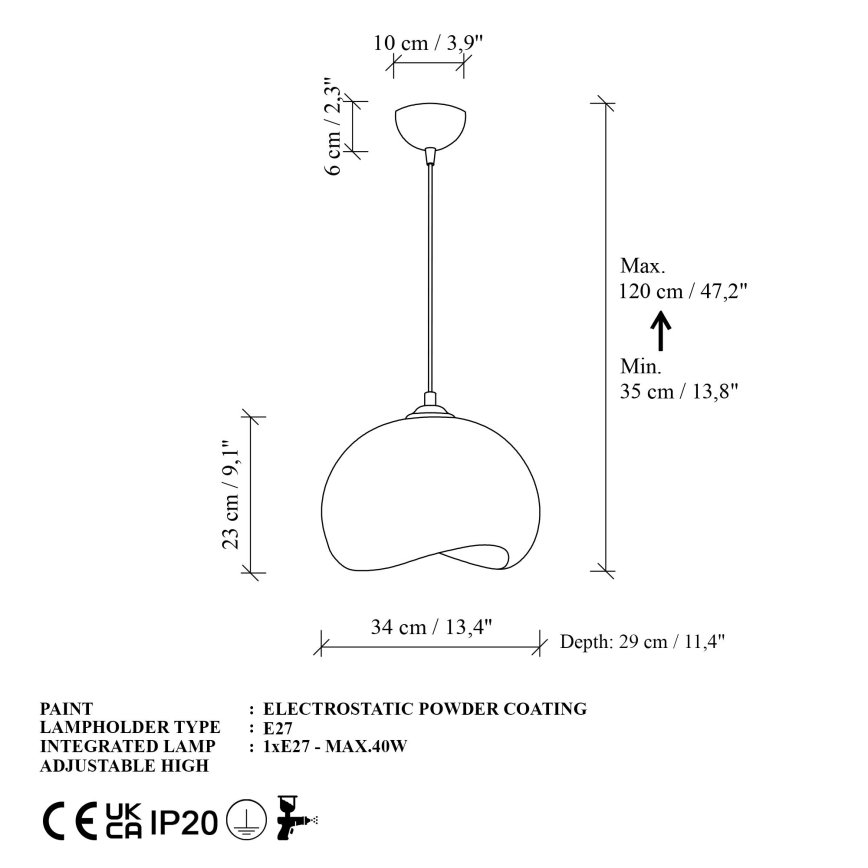 Brilagi - Suspension sur câble WABI SABI 1xE27/40W/230V Ø 34 cm blanche