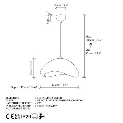 Brilagi - Suspension sur câble WABI SABI 1xE27/40W/230V Ø 42 cm blanche
