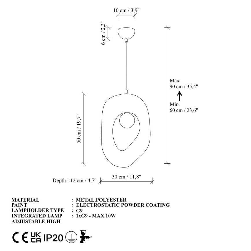 Brilagi - Suspension sur câble WABI SABI 1xG9/8W/230V blanche