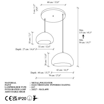 Brilagi - Suspension sur câble WABI SABI 2xE27/40W/230V Ø 70 cm blanche