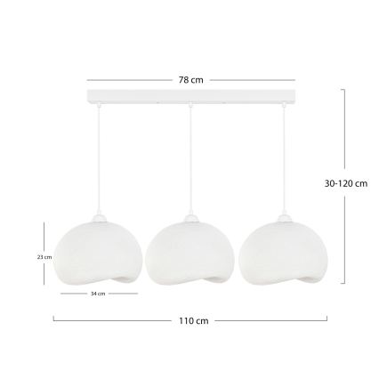 Brilagi - Suspension sur câble WABI SABI 3xE27/40W/230V blanche