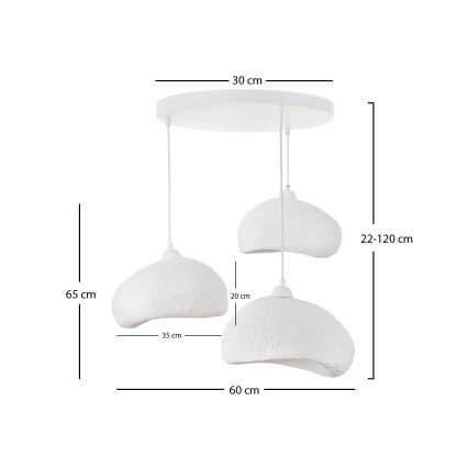 Brilagi - Suspension sur câble WABI SABI 3xE27/40W/230V Ø 60 cm blanche