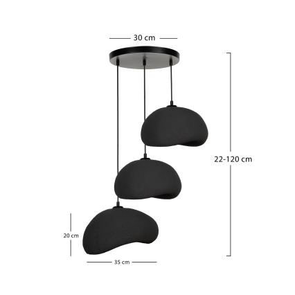 Brilagi - Suspension sur câble WABI SABI 3xE27/40W/230V Ø 60 cm noir