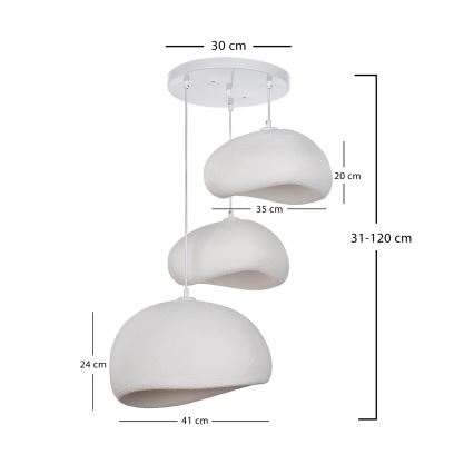 Brilagi - Suspension sur câble WABI SABI 3xE27/40W/230V, Ø 76 cm, blanche