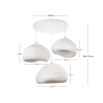 Brilagi - Suspension sur câble WABI SABI 3xE27/40W/230V Ø 82 cm blanc