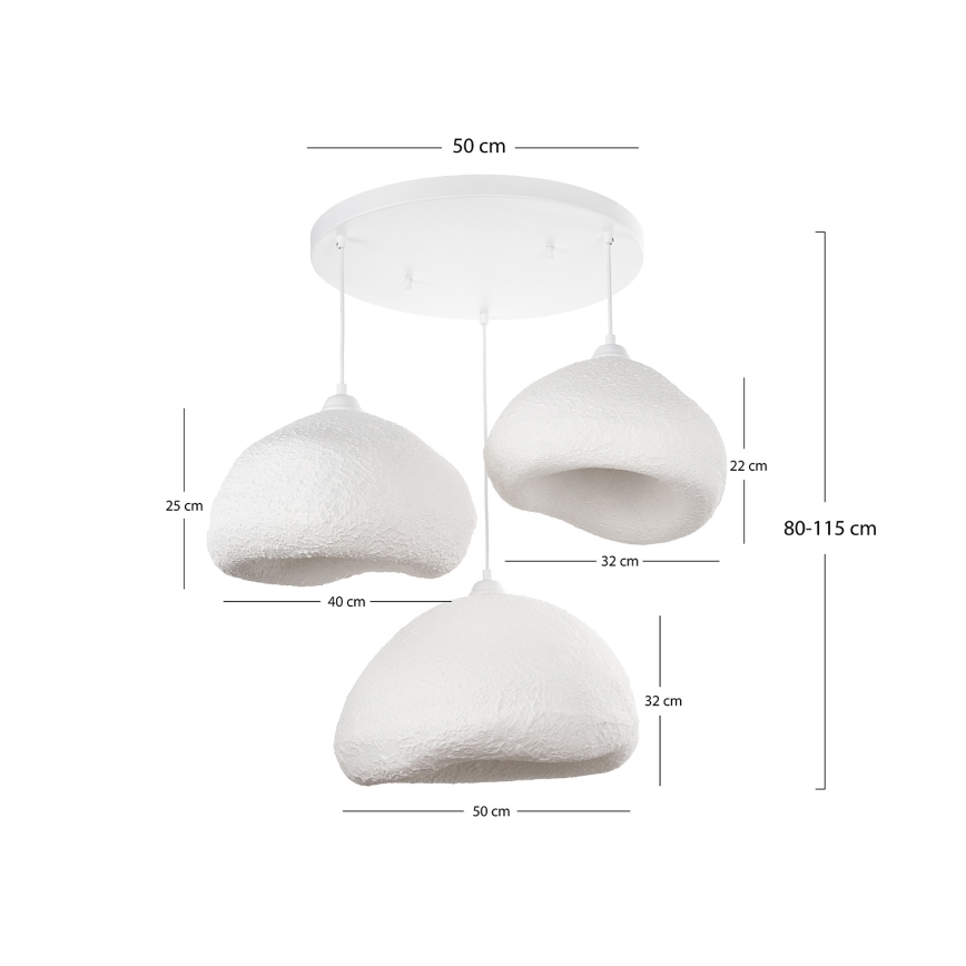 Brilagi - Suspension sur câble WABI SABI 3xE27/40W/230V Ø 82 cm blanc