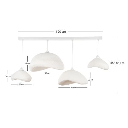 Brilagi - Suspension sur câble WABI SABI 4xE27/40W/230V blanc
