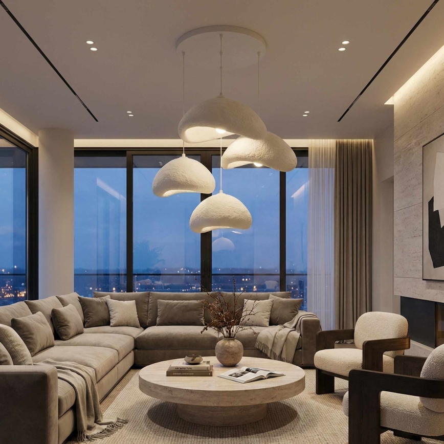 Brilagi - Suspension sur câble WABI SABI 4xE27/40W/230V Ø 90 cm blanche