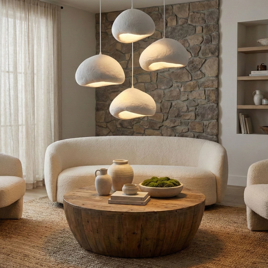 Brilagi - Suspension sur câble WABI SABI 4xE27/40W/230V Ø 95 cm blanche