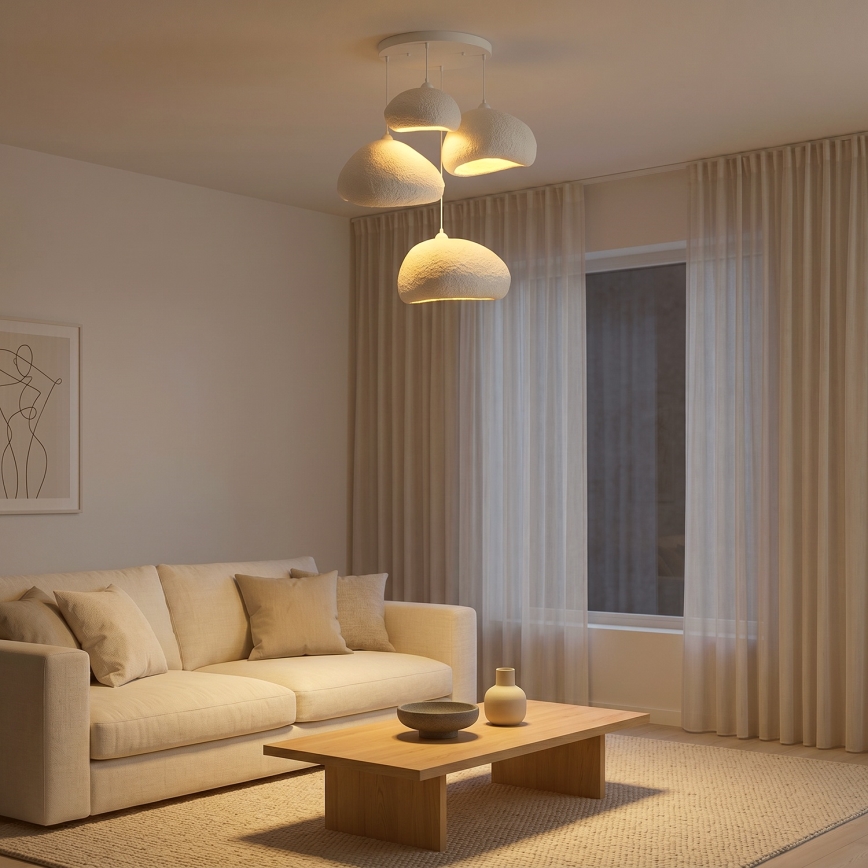 Brilagi - Suspension sur câble WABI SABI 4xE27/40W/230V Ø 95 cm blanche