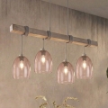 BRILAGI - Suspension sur câble WOOD GLASS 4xE27/60W/230V pin/gris/beige fumé