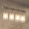 Brilagi - Suspension sur câble WOOD GLASS 4xE27/60W/230V pin/gris/blanc