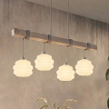 BRILAGI - Suspension sur câble WOOD GLASS 4xE27/60W/230V pin/gris/blanc