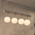 BRILAGI - Suspension sur câble WOOD GLASS 4xE27/60W/230V pin/gris/blanc