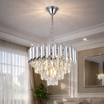 Brilagi - Suspension sur chaîne ECLIPSE 5xE14/10W/230V Ø 38 cm argenté