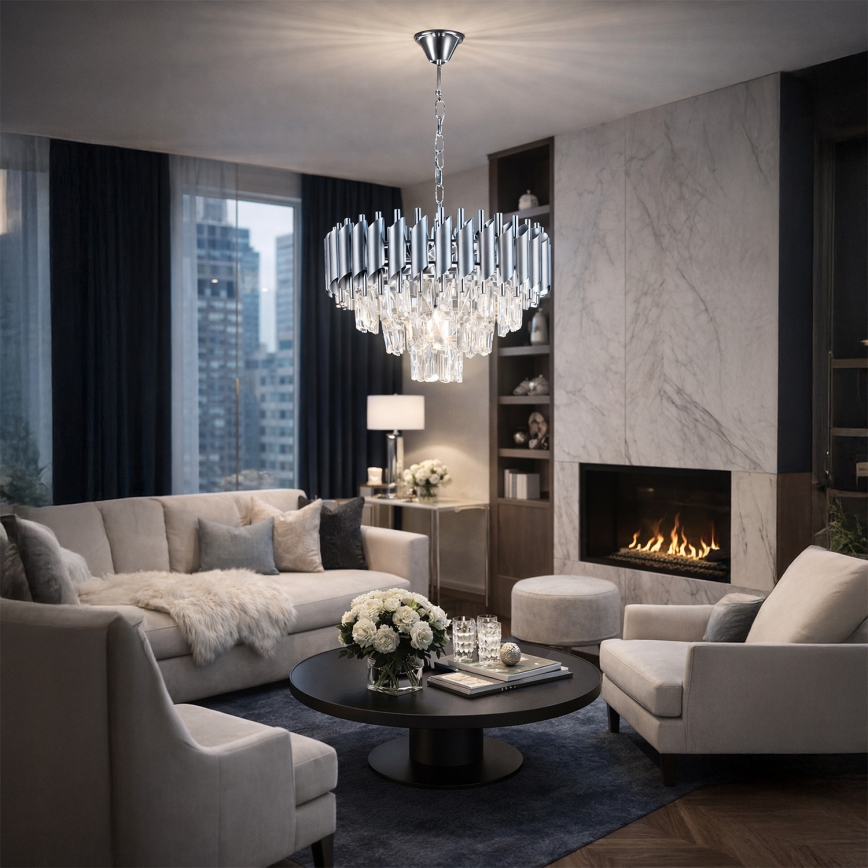 Brilagi - Suspension sur chaîne ECLIPSE 5xE14/10W/230V Ø 38 cm argenté