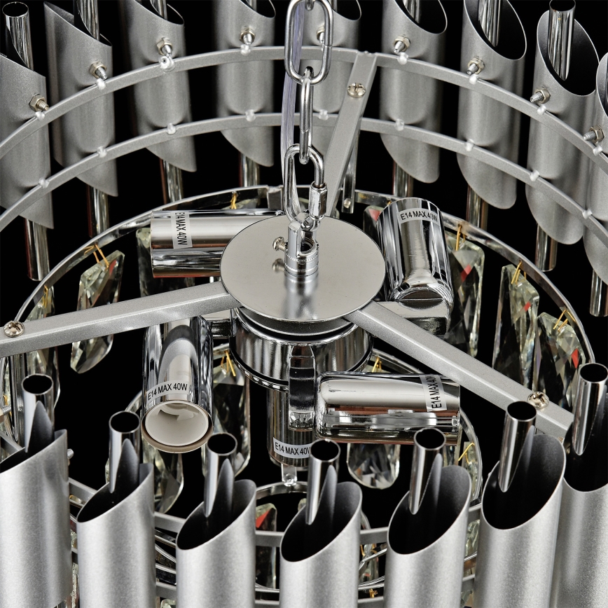 Brilagi - Suspension sur chaîne ECLIPSE 5xE14/10W/230V Ø 38 cm argenté