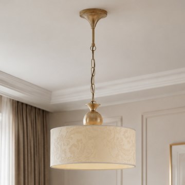 Brilagi - Suspension sur chaîne SAPHIRE 1xE27/15W/230V crème/doré/patine