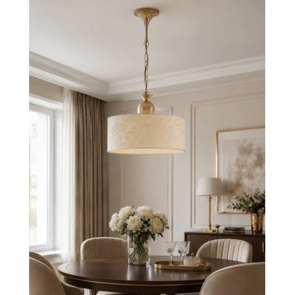 Brilagi - Suspension sur chaîne SAPHIRE 1xE27/15W/230V crème/doré/patine