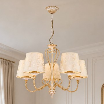 Brilagi - Suspension sur chaîne SONIA 5xE27/15W/230V Ø 64 cm crème/patine