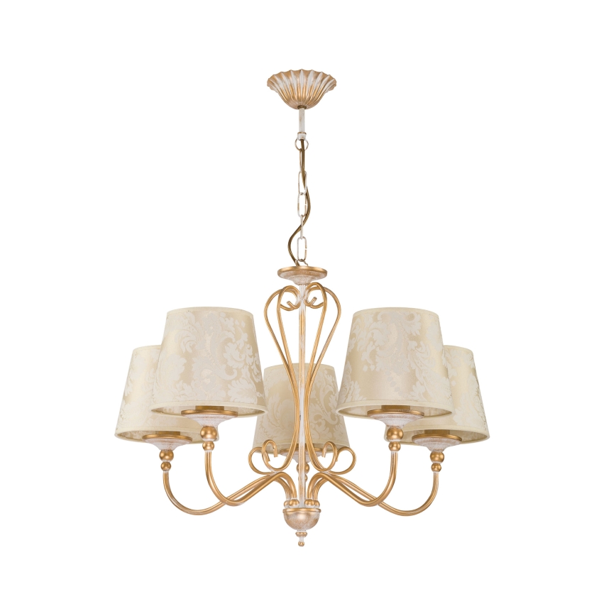 Brilagi - Suspension sur chaîne SONIA 5xE27/15W/230V Ø 64 cm crème/patine