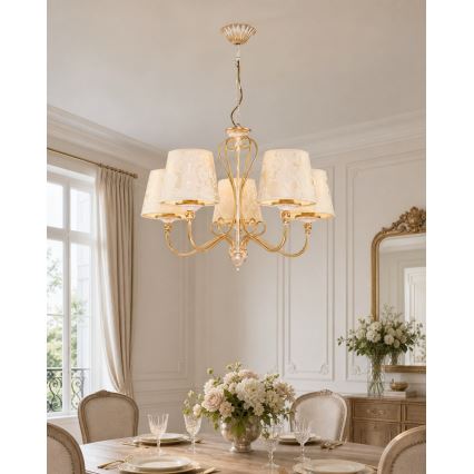 Brilagi - Suspension sur chaîne SONIA 5xE27/15W/230V Ø 64 cm crème/patine