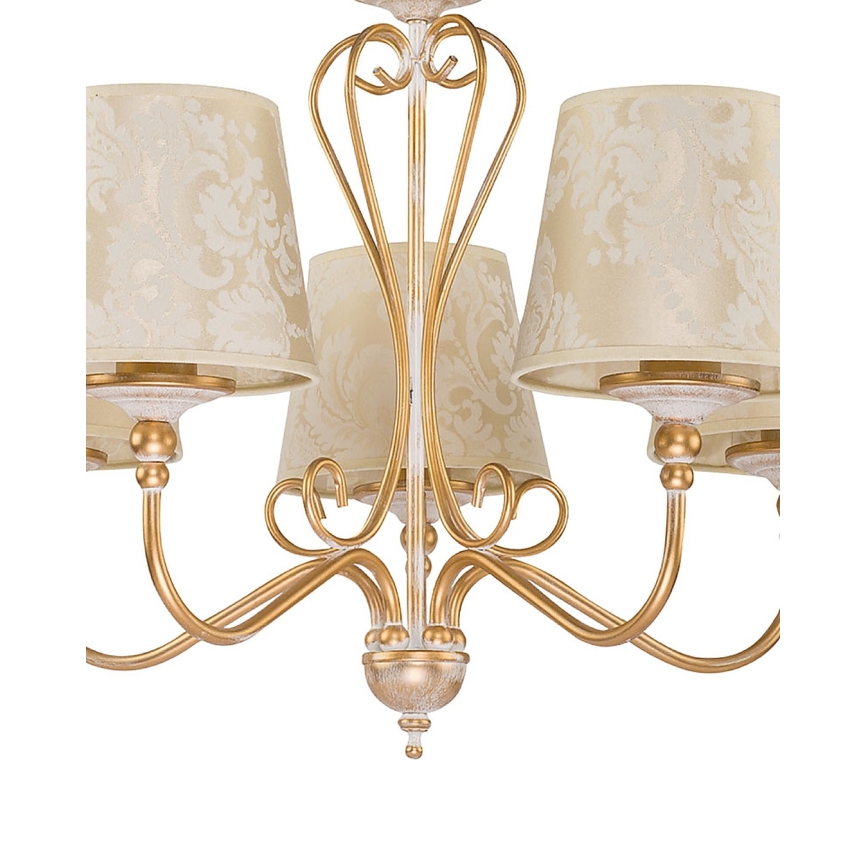 Brilagi - Suspension sur chaîne SONIA 5xE27/15W/230V Ø 64 cm crème/patine