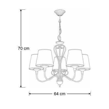 Brilagi - Suspension sur chaîne SONIA 5xE27/15W/230V Ø 64 cm crème/patine