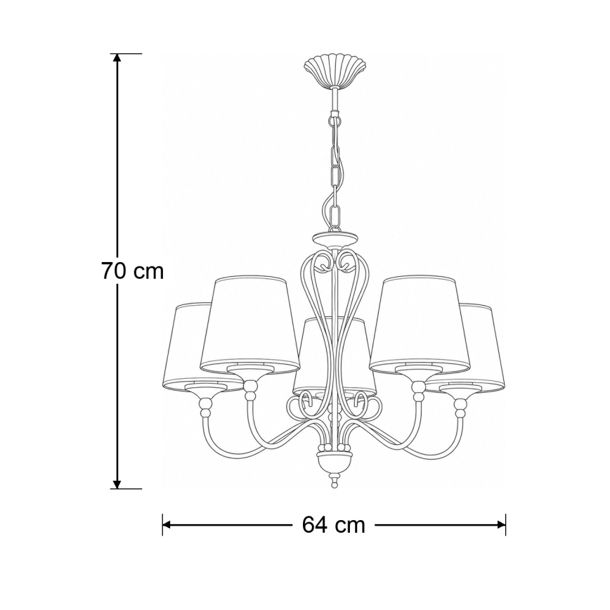 Brilagi - Suspension sur chaîne SONIA 5xE27/15W/230V Ø 64 cm crème/patine