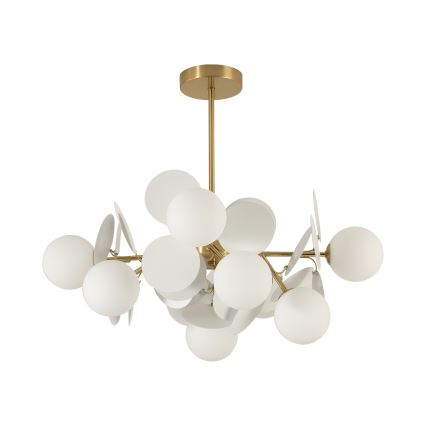 Brilagi - Suspension sur tige BALMO 8xG9/9W/230V diam. 60 cm doré/blanc