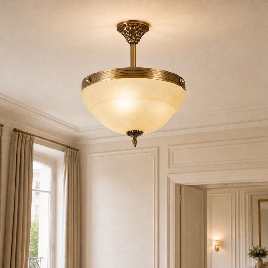 BRILAGI - Suspension sur tige DAHLIA 3xE27/40W/230V Ø 37 cm laiton