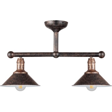 Brilagi - Suspension sur tige FORGE 2xE27/60W/230V patine/doré/noir