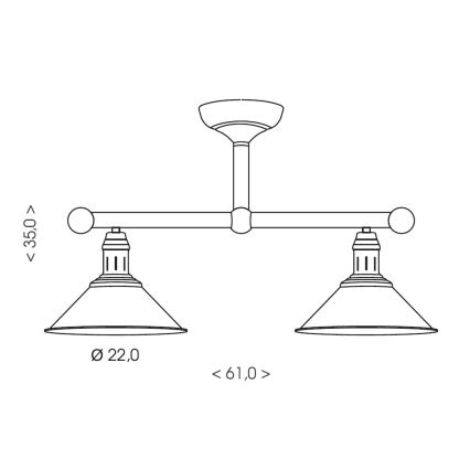 Brilagi - Suspension sur tige FORGE 2xE27/60W/230V patine/doré/noir