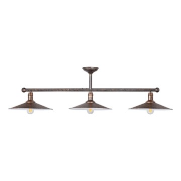 Brilagi - Suspension sur tige FORGE 3xE27/60W/230V cuivrée/patinée