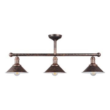 Brilagi - Suspension sur tige FORGE 3xE27/60W/230V patine/cuivrée