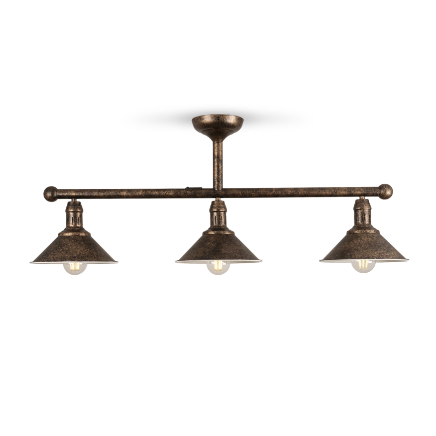 BRILAGI - Suspension sur tige FORGE 3xE27/60W/230V patine/cuivrée