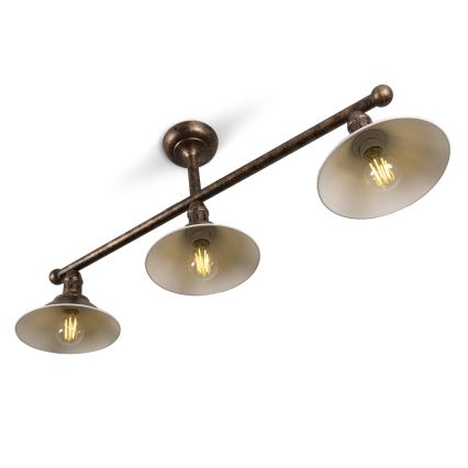 BRILAGI - Suspension sur tige FORGE 3xE27/60W/230V patine/cuivrée