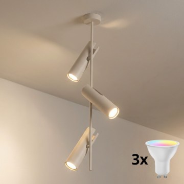 Brilagi - Suspension sur tige LED RGBW dimmable BRANCH 3xGU10/6,5W/230V 2700-6500K beige