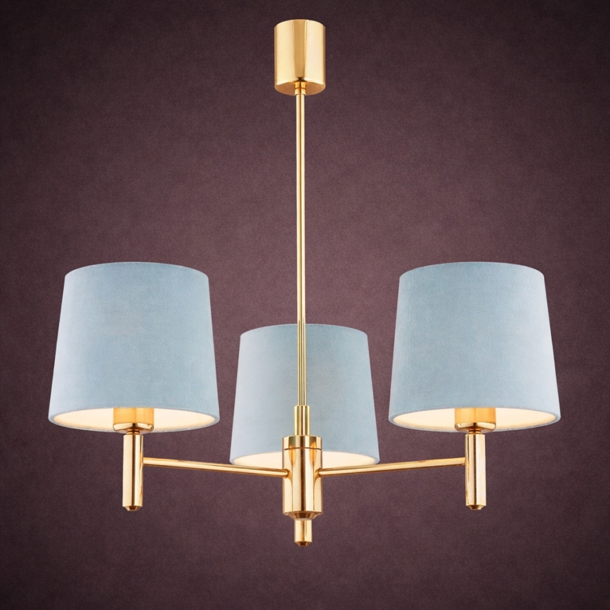 Brilagi - Suspension sur tige MONTE 3xE27/15W/230V bleu/doré