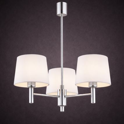 Brilagi - Suspension sur tige MONTE 3xE27/15W/230V crème/chrome brillant